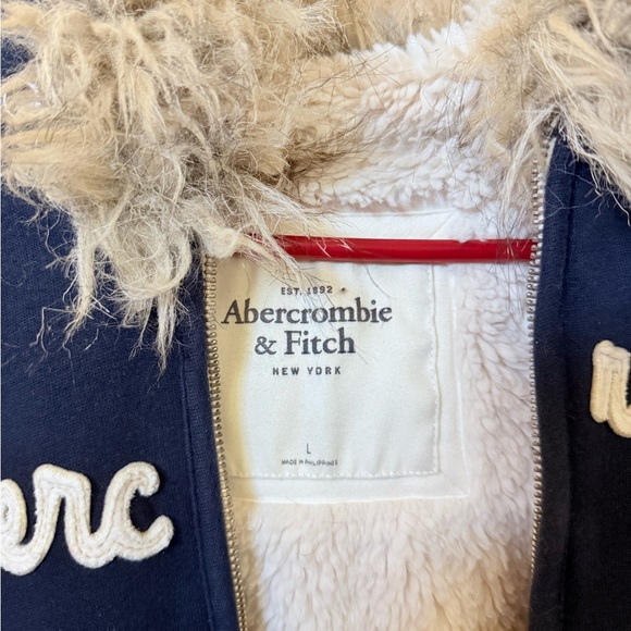 Abercrombie & Fitch Kids Navy Hoodie with Faux Fur - Picture 2 of 4